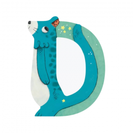 Lettre en bois "D" bleu