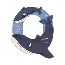 Lettre en bois "Q" bleu