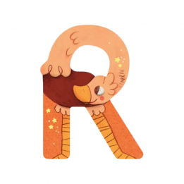 Lettre en bois "R" orange