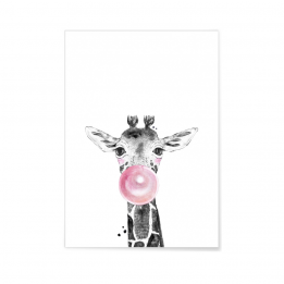 Affiche A3 "Bulle girafe rose"