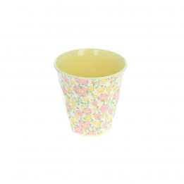 Petit verre fleurs jaunes 90's